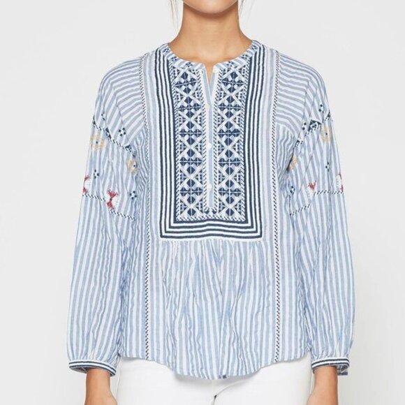 Joie women XS Archana knit embroidered top boho striped floral spring blouse - Picture 1 of 8